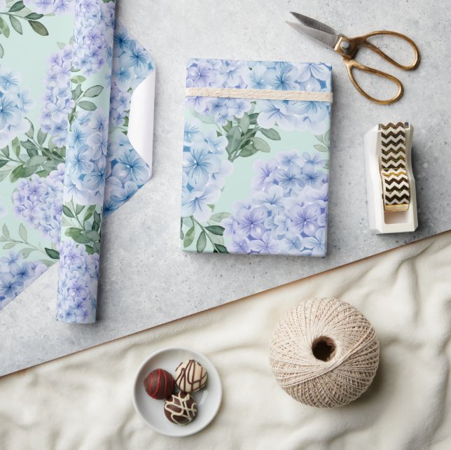 Papier Cadeau Fleurs d'hydrangée bleue (Artisanat)