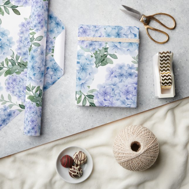Papier Cadeau Fleurs d'hydrangée bleue (Artisanat)