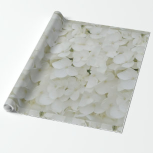 Papier Cadeau Fleurs d'Hydrangée Floral Blanc Élégant Fleur