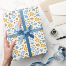 Fleurs élégantes bleues jaunes rustiques 