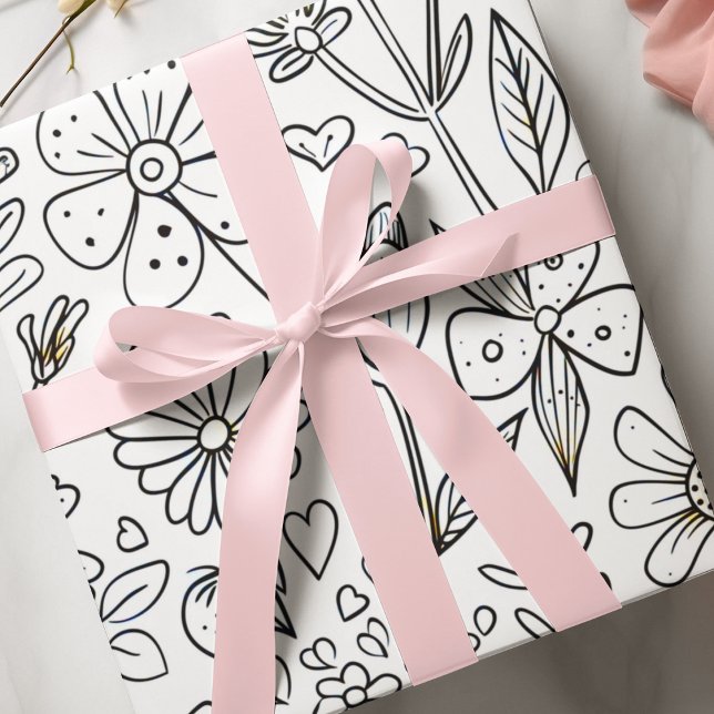 Papier Cadeau Fleurs et coeurs de pépinière adorables (Créateur téléchargé)