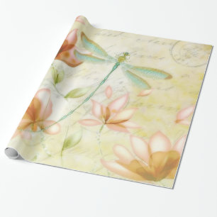 Papier Cadeau Fleurs et libellules