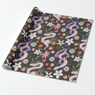 Papier Cadeau Fleurs et serpents papier d'enveloppement