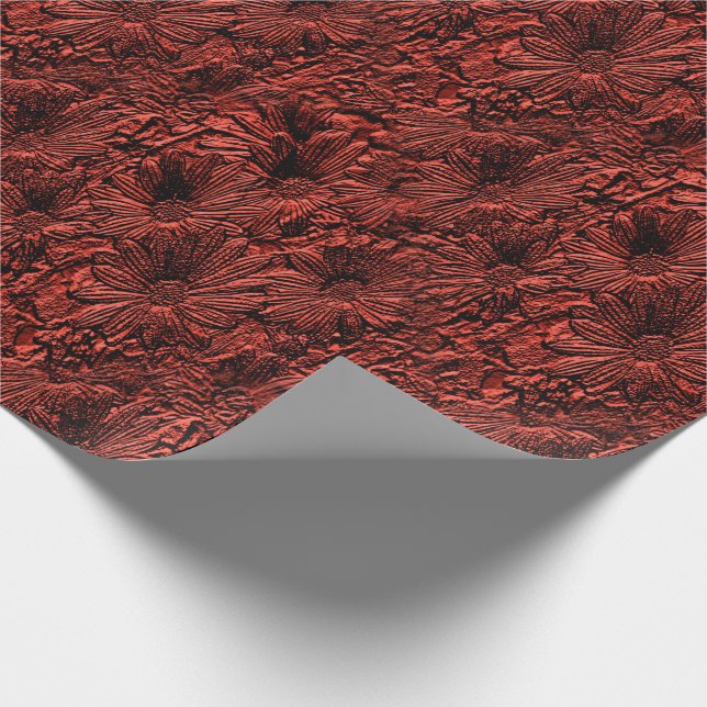 Papier Cadeau Fleurs Faisées En Bourgogne Motif Nature (Coin)