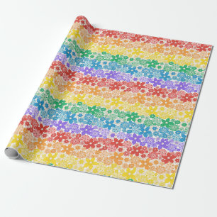 Papier Cadeau Fleurs florales arc-en-ciel Motif de fierté coloré