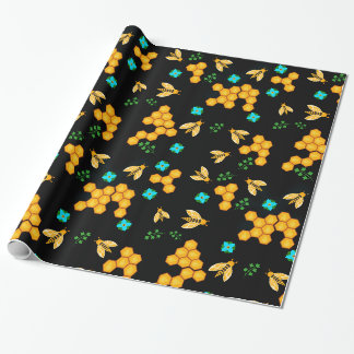 Papier Cadeau Fleurs florales de miel de nid d'abeilles