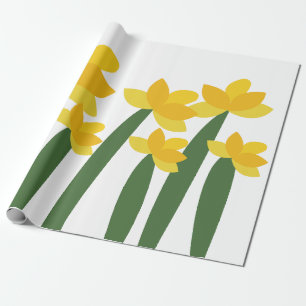 Papier Cadeau Fleurs Florales Narcisse Jaune