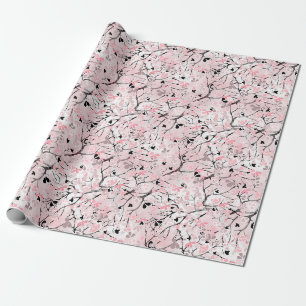 Papier Cadeau Fleurs florales pastel pastel rose feuilles à