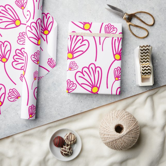 Papier Cadeau Fleurs florales roses (Artisanat)