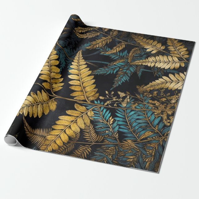 Papier Cadeau Fleurs fougères motifs botaniques #nature (Déroulé)