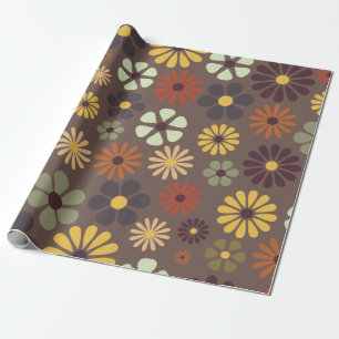 Papier Cadeau Fleurs hippy rétro d'énergie de fleurs