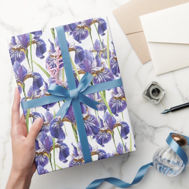 Papier Cadeau Fleurs Iris Violettes (Cadeaux)