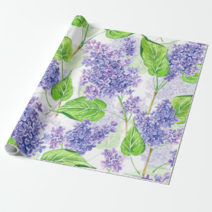 Papier Cadeau Fleurs lilas aquarelles