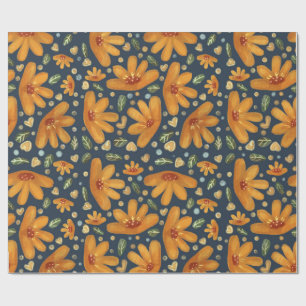 Papier Cadeau Fleurs Luxe Jaunes