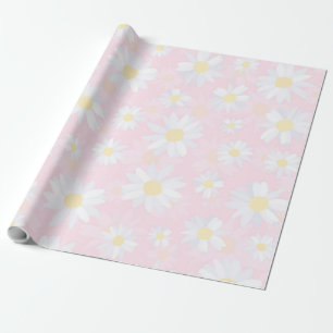 Papier Cadeau Fleurs marguerites blanches Classy Design botaniqu