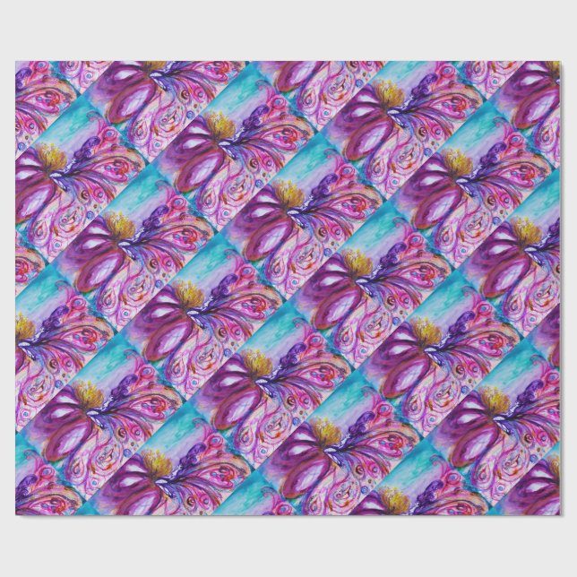 PAPIER CADEAU FLEURS MORTES BLANCHES EN ROSE, PARKLES D'OR (Plat)