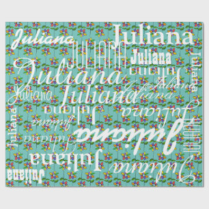 Papier Cadeau fleurs . motif de noms personnalisés