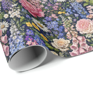 Papier Cadeau Fleurs Naturelles de Jardin de Campagne