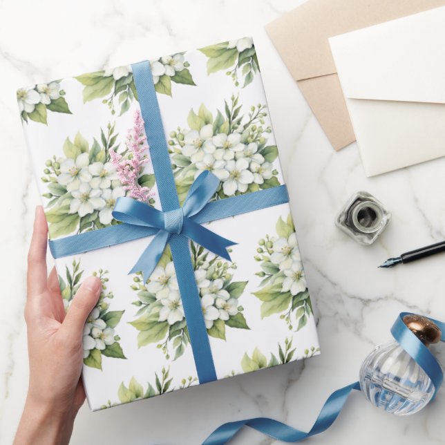 Papier Cadeau Fleurs nuptiales aquarelle (Cadeaux)