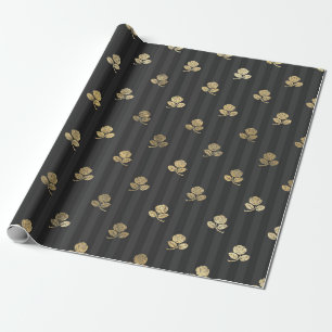 Papier Cadeau Fleurs Paris Vintage Noir et Or