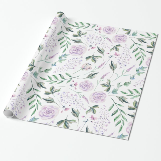 Papier Cadeau Fleurs pastel coloré contes de fées motif (Déroulé)