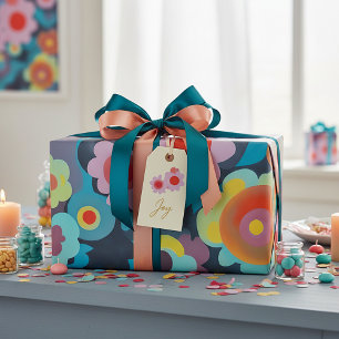 Papier Cadeau Fleurs rétro mod