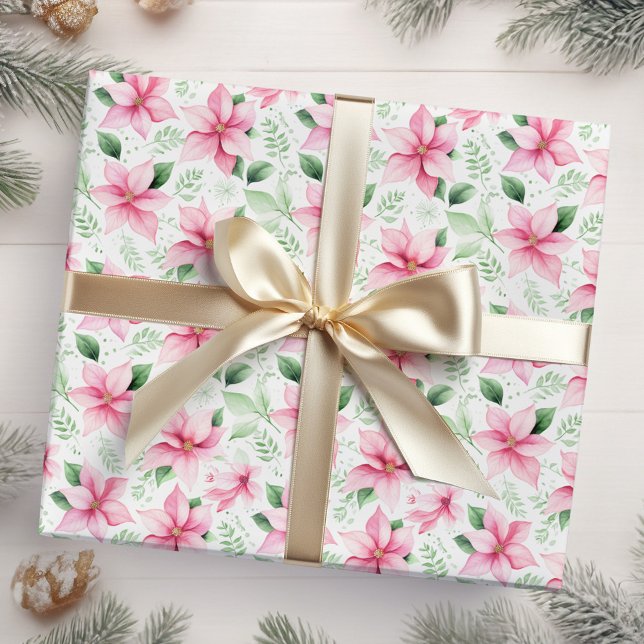 Papier Cadeau Fleurs rose de Noël (Créateur téléchargé)