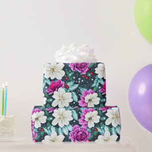 Papier Cadeau Fleurs rose et crème féminine envelopper papier