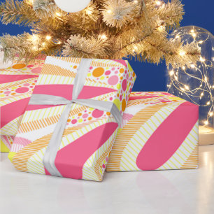 Papier Cadeau Fleurs rose et jaune
