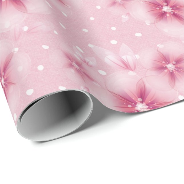 Papier Cadeau Fleurs roses de cerisiers sur le papier d'envelopp (Coin rond)