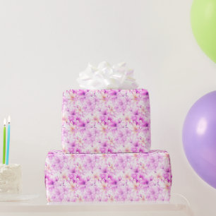 Papier Cadeau Fleurs roses délicates à l'aquarelle