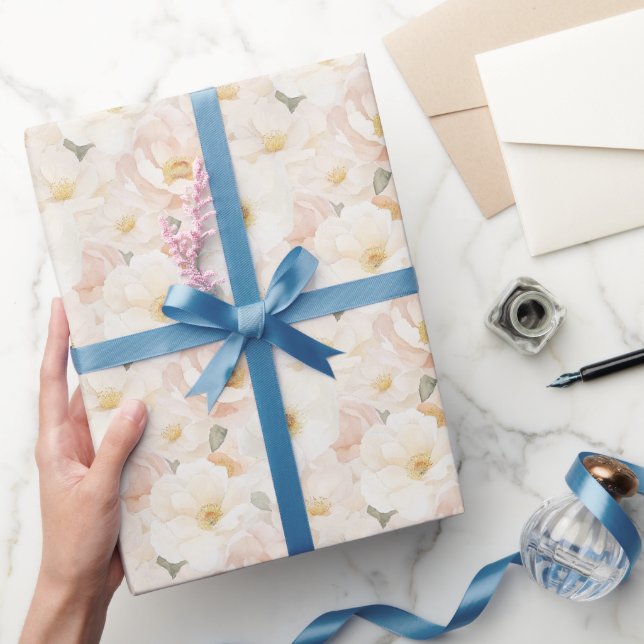 Papier Cadeau Fleurs Roses Rouges Enterrement de Vie de Jeune Fi (Cadeaux)