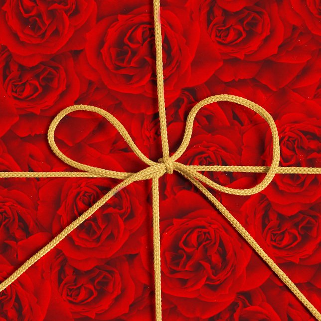 Papier Cadeau Fleurs Roses vives en continu Motif Floral Rouge (Créateur téléchargé)