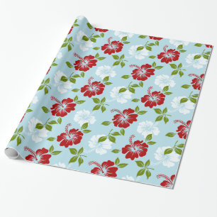 Papier Cadeau Fleurs Rouge Et Blanc