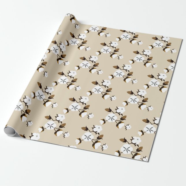 Papier Cadeau Fleurs rustiques de coton de ferme (Déroulé)