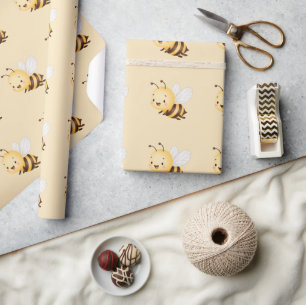 Papier Cadeau Fleurs Rustiques Oh Bébé Abeille Fête de Naissance