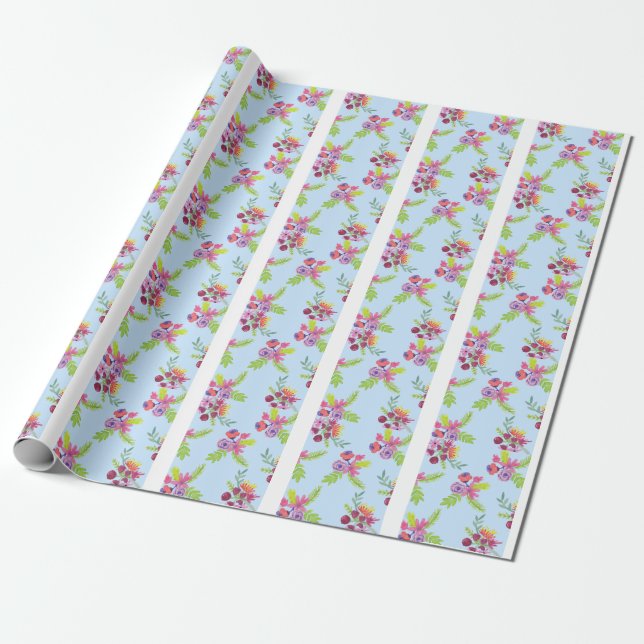 Papier Cadeau Fleurs sauvages d'aquarelle Leggings Motifs  (Déroulé)