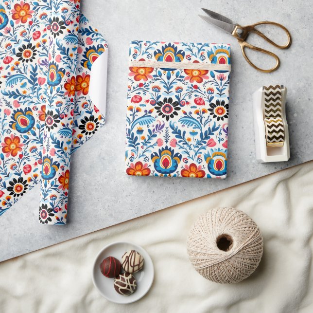 Papier Cadeau Fleurs Sauvages Élégantes Motif Floral (Artisanat)