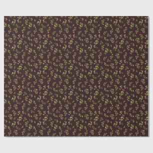 Papier Cadeau Fleurs sauvages floraux jetés sur Brown de chocola