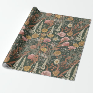 Papier Cadeau Fleurs sauvages Herbes Botanique Vintage Cottageco