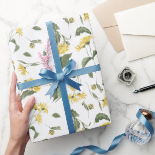 Papier Cadeau Fleurs sauvages jaunes délicats