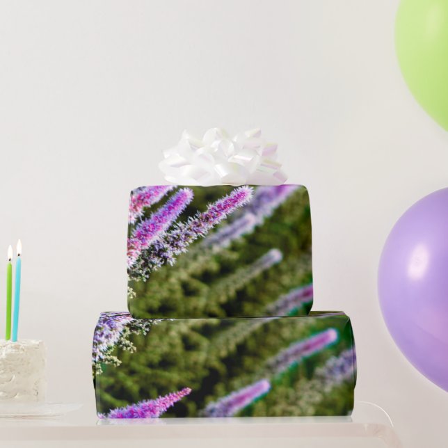 Papier Cadeau Fleurs sauvages pourpres et verts (Cadeaux de fête)