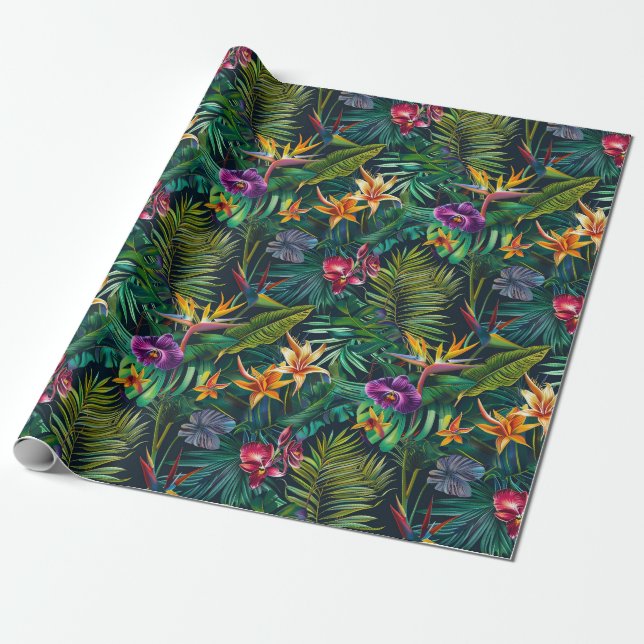 Papier Cadeau Fleurs tropicales (Déroulé)