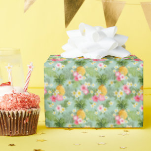 Papier Cadeau Fleurs tropicales et ananas