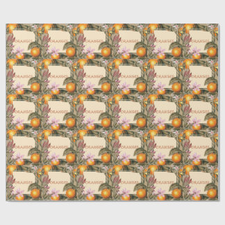 Papier Cadeau Fleurs Vintage et Oranges