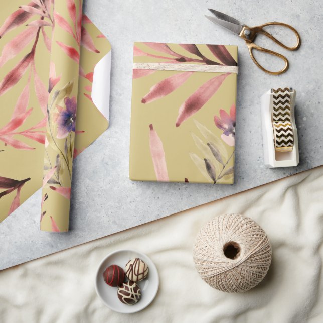 Papier Cadeau Fleurs vintages et Feuilles (Artisanat)