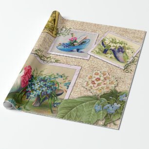Papier Cadeau Fleurs vintages et jolies chaussures de mode Colla