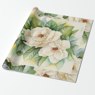 Papier Cadeau Fleurs vintages florales de Magnolia Aquarelle