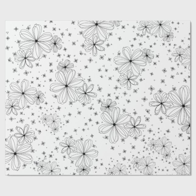 Papier Cadeau Floating Petals – Colorable Wrapping Paper (Plat)