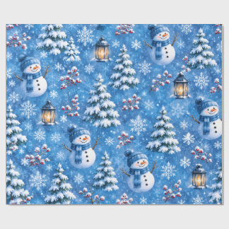 Papier Cadeau Flocon de Neige Bonhomme de Neige de